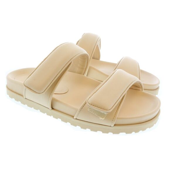 Gia Borghini Cream Gia x Pernille Double Strap Leather Slides - Picture 1 of 4